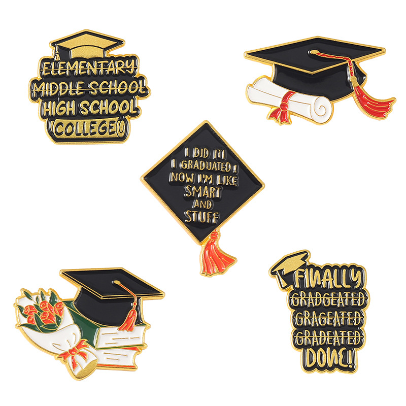 Graduation Season Metal Commemorative Badge Electroplating Paint Badge Uniform Dress Pin Breastpin Scarf Buckle Hat Buckle