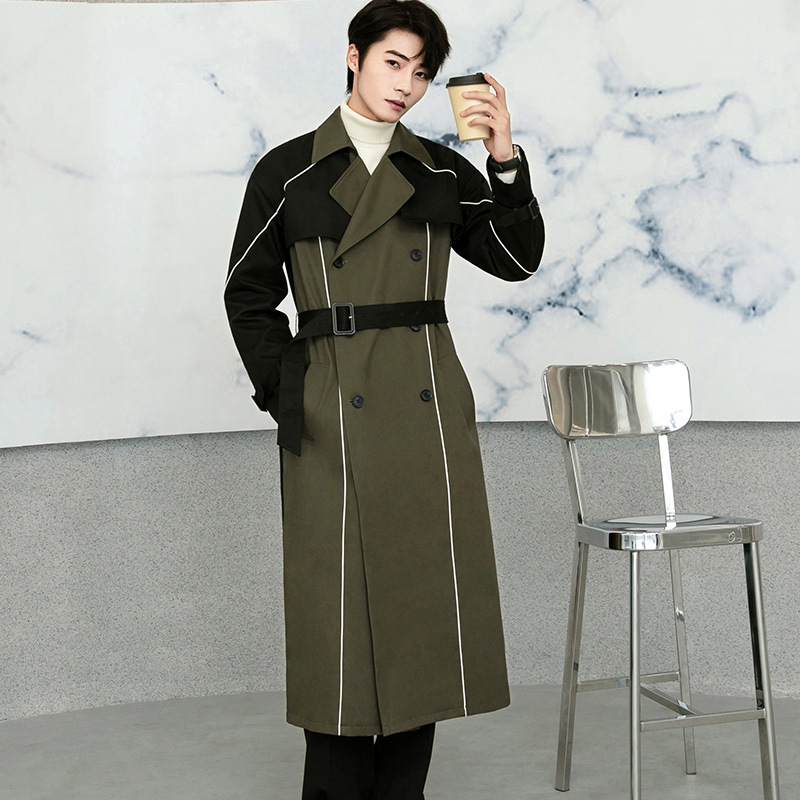 男士韩版堑壕风衣外套男中长款2021新款春秋季德系大衣超长款过膝
