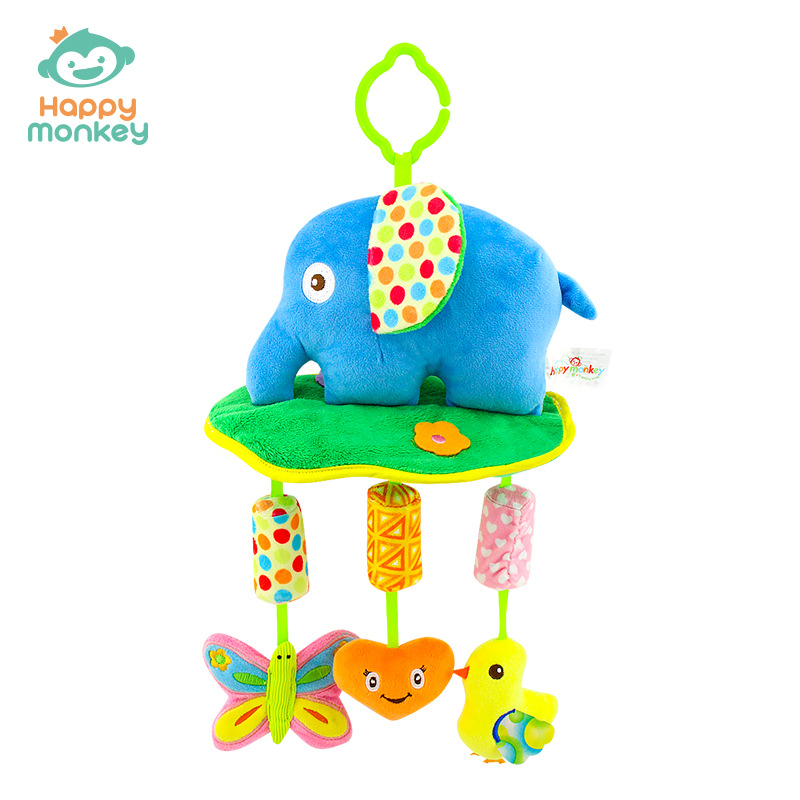 Happy Monkey Baby Toys Rattle Bed Bell Stroller Pendant Wind Chimes Baby Toys Factory Wholesale