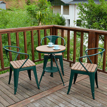 北欧阳台小桌椅网红咖啡厅室外一桌两椅简约户外庭院塑木桌椅组合
