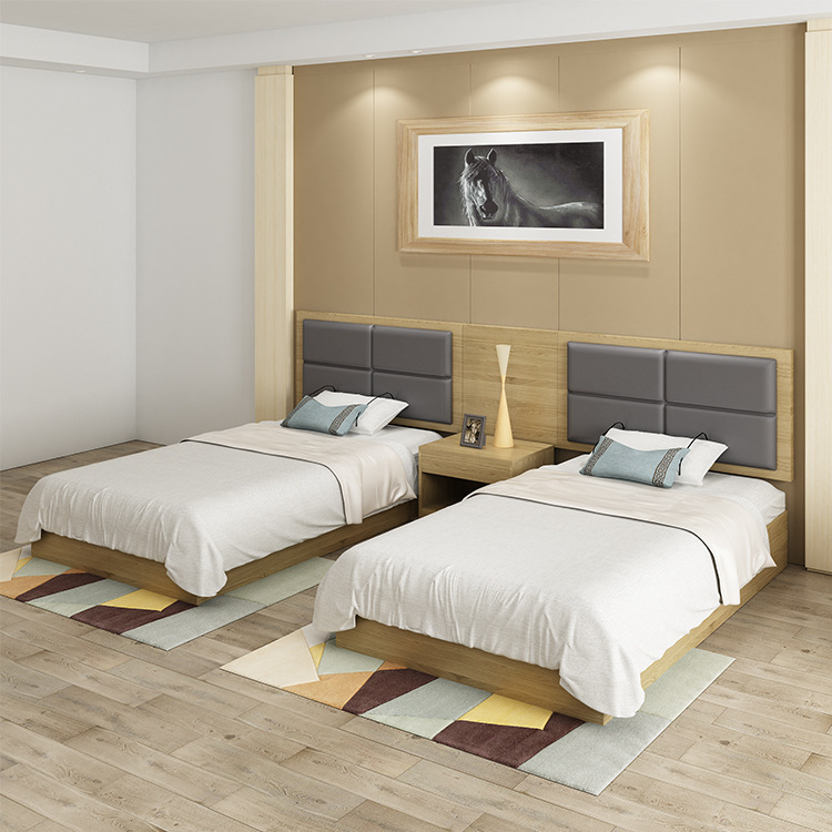 东莞厂家直销刨花板单人床双人床标间床公寓床民宿酒店套房家具