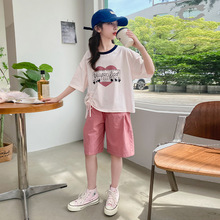 女童套装夏季2024新款韩版中大童洋气网红短袖时髦女孩运动潮短裤