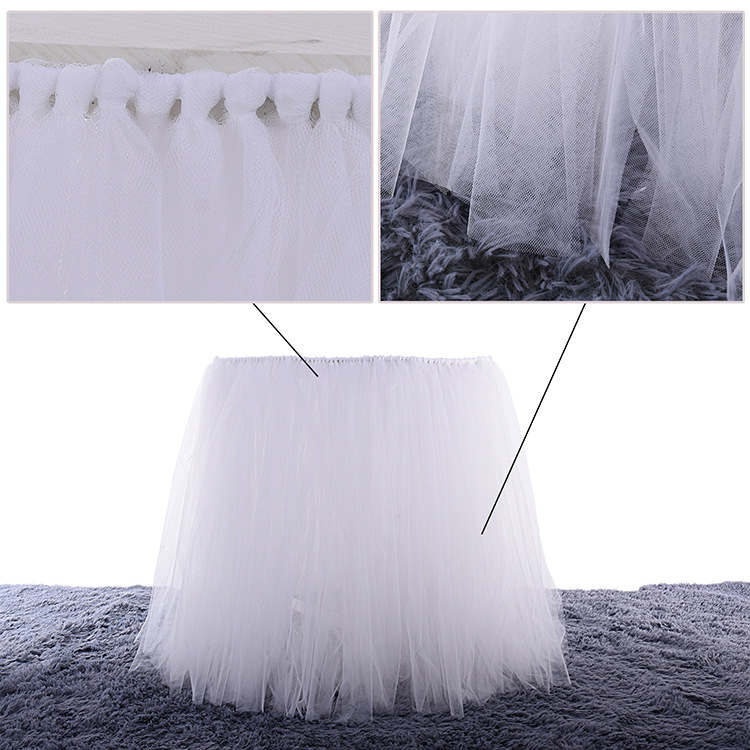 Table Skirt Ins Mesh Tutu Gauze Tablecloth Birthday Party Pregnant Women Photography Wedding Voile Dessert Table Tablecloth