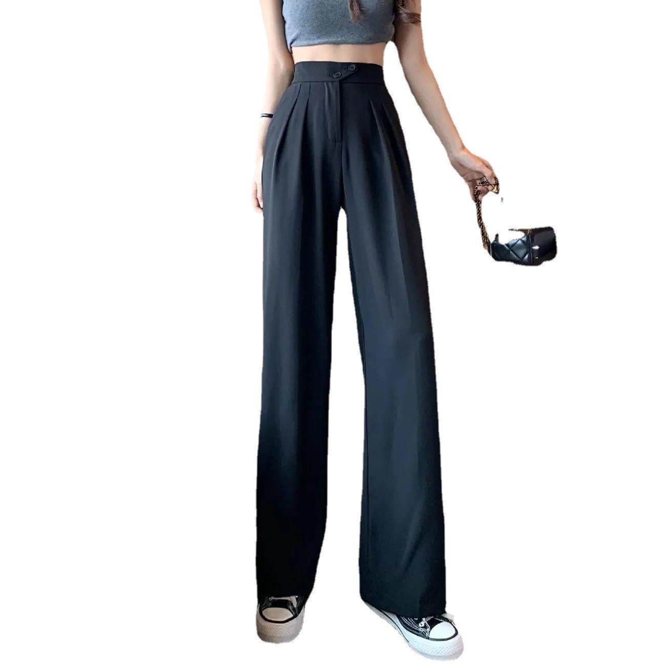 Women's Wide-Leg Pants Summer Thin High Waist Drape Mopping Slimming Straight Pants Casual Small Suit Pants All-Matching