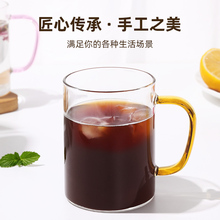 高硼硅玻璃杯带把手杯子喝水家用耐高温家庭待客水杯泡茶茶杯套