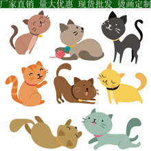 卡通猫咪胶印热转印烫画 亚马逊衣服logo烫印贴 耐水洗柯氏烫画贴