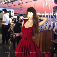 蝴蝶结新款连衣裙玫瑰人生夏季高级法式千金收腰显瘦生日公主短裙