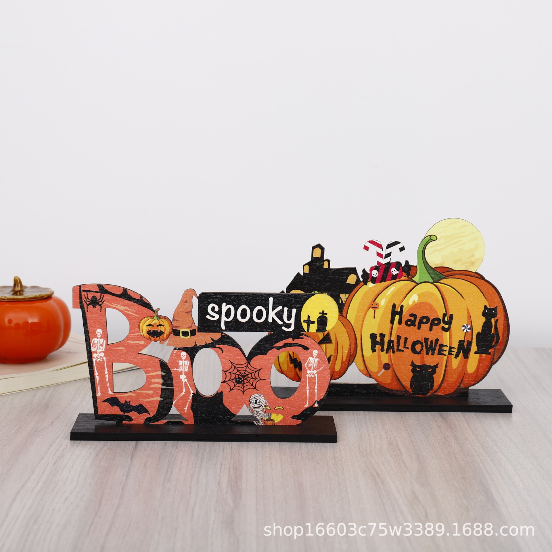 跨境热销南瓜装饰工艺品摆件木制枫叶万圣节感恩节派对聚会装饰品
