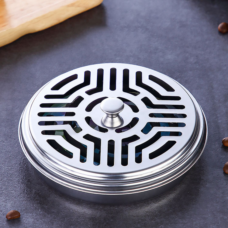 Mosquito Incense Holder with Lid Mosquito Coil Tray Gray Tray Portable Serrated Mosquito Repellent Tray with Lid Mosquito Smudge Box Mosquito Coil Holder