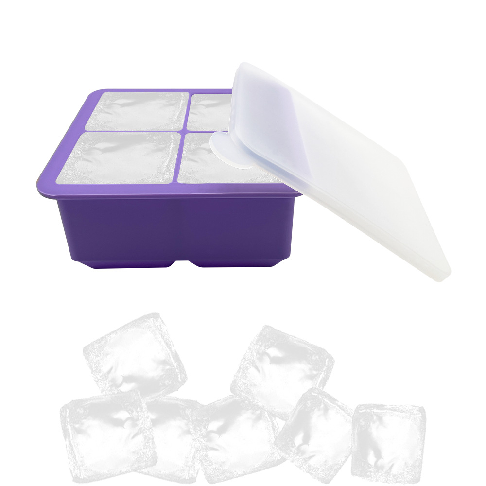 Silicone Ice Cube Mold Six-Grid round Ice Tray Ice Box Ice Maker 6-Hole Upper and Lower Cover Homemade Ice Hockey Ice Cube Mold