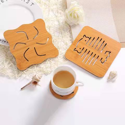 Heat Proof Mat Wooden Cartoon Dining Table Cushion Non-Slip Pot Mat Creative Mat Teacup Mat Bowl Coaster Cup Coaster Placemat