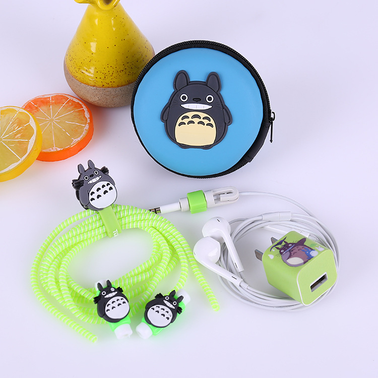 Cartoon Earphone Data Cable Protection Rope Mobile Phone Charging Cable Protective Cover USB Cable Protection Sleeve 5 Pieces Suit