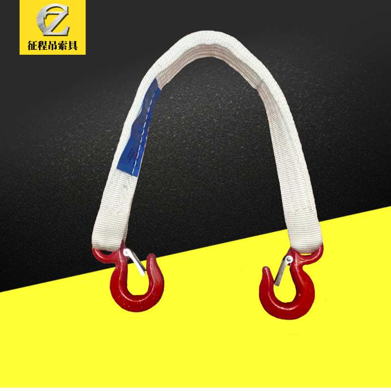 3t双钩起重吊装带布带叉车模具美式吊钩加厚扁平吊带吨袋挂钩