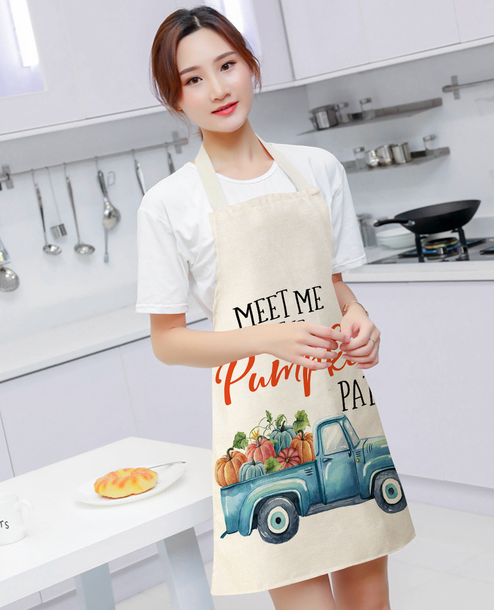 20.23 Million Shengjie New Pumpkin Multi-Functional Kitchen Cotton and Linen Apron Support Drawing Can Be Customized Factory Direct Supply