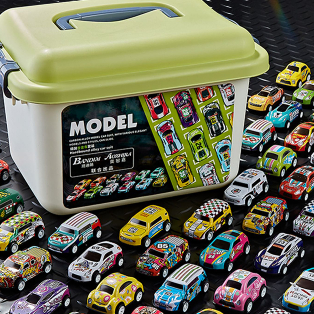 Storage Bucket Collector's Edition 30 Alloy Racing Iron Cars Pull Back Car Metal Car Live Wholesale Car Set