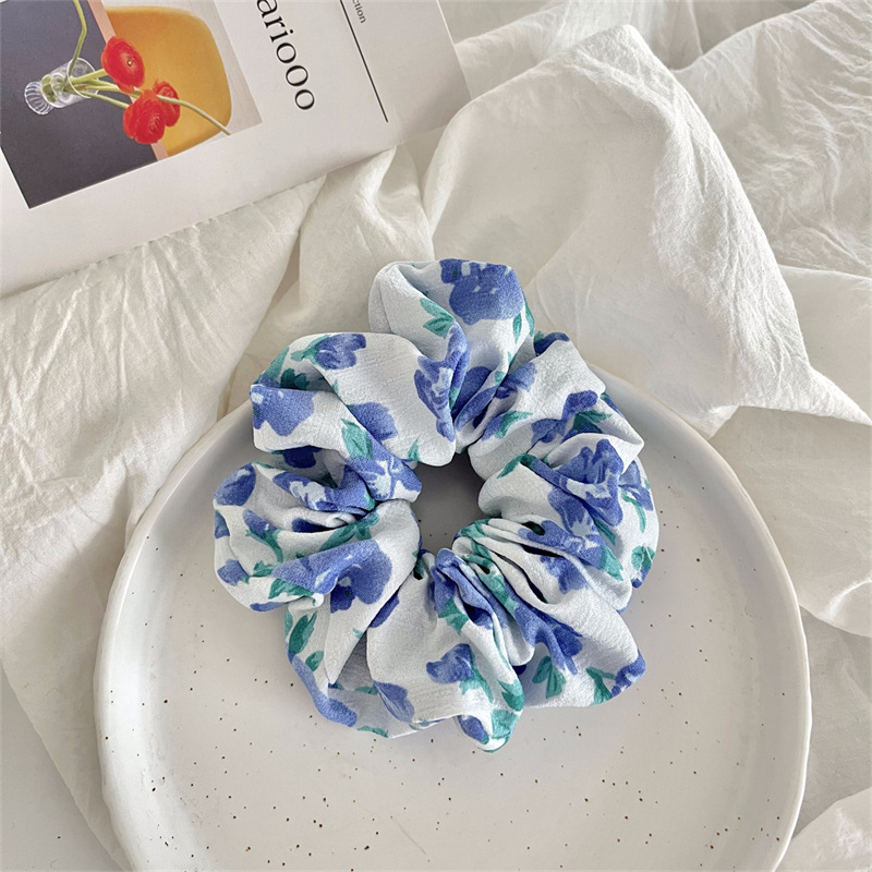 Summer Partysu Fabric Floral Large Intestine Hair Ring Headdress in Stock Wholesale Ins Style Female Hair Rope Wholesale