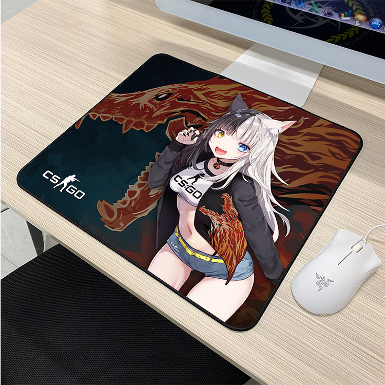 二次元动漫可爱女孩娘化战队电竞游戏鼠标垫大号加厚锁边定制批发