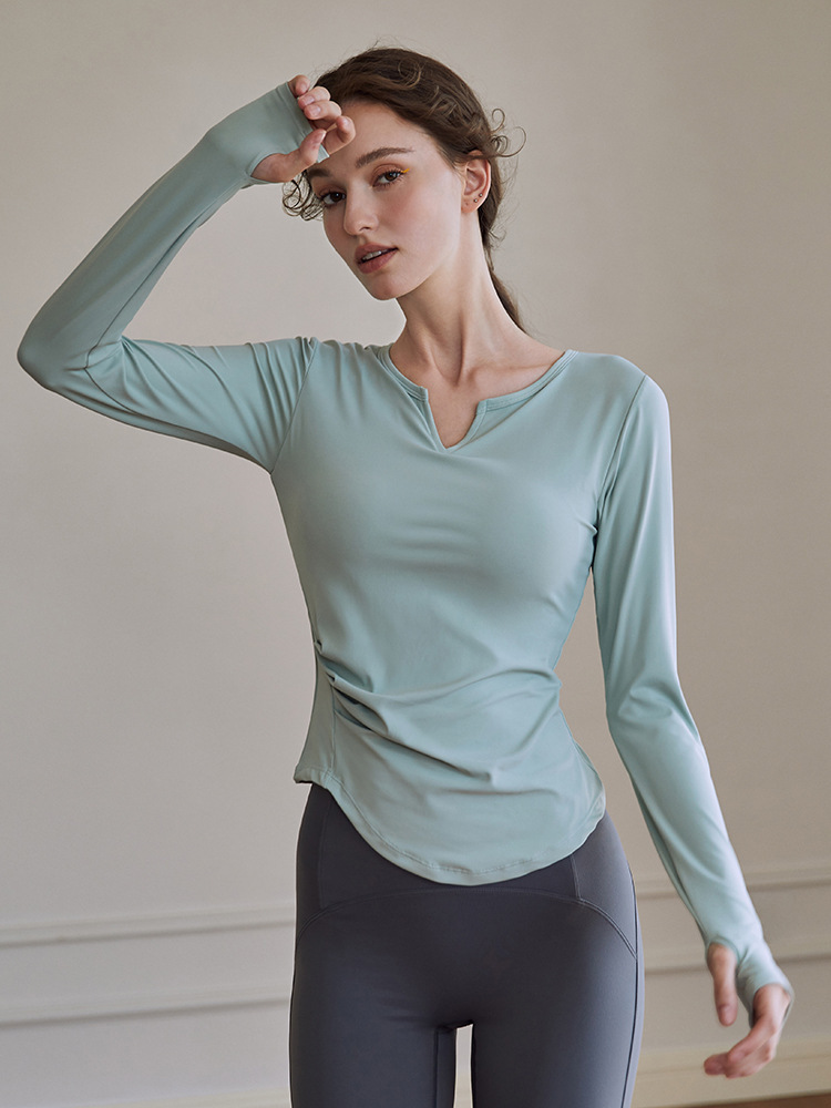 Yoga Clothes with Chest Pad for Women Autumn and Winter Sports Long-Sleeve Suit Professional Pilates Training Workout Top Cross-Border Wholesale