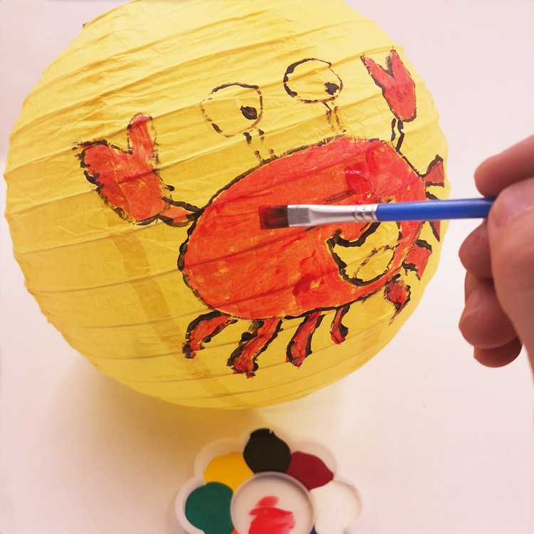 纸灯笼绘画套装节日幼儿园亲子活动diy手绘涂鸦材料彩绘12色丙烯