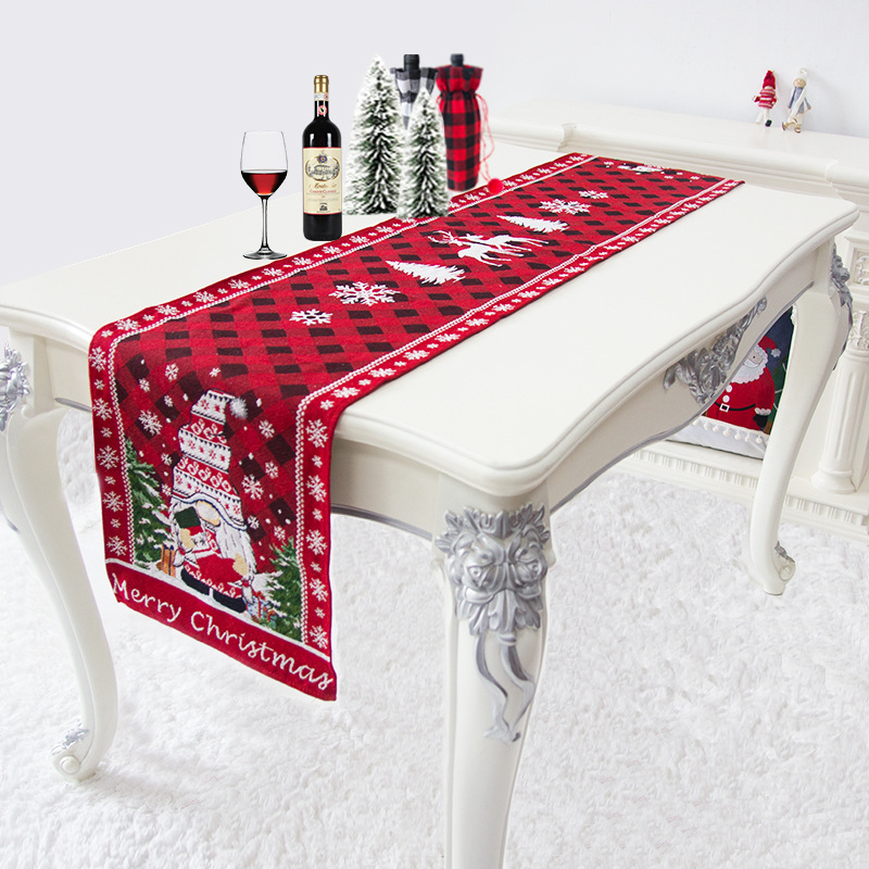 New Christmas Decoration Supplies Embroidery SHULU Linen Table Runner Party Dining Table Decorations Creative Embroidery Tablecloth