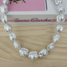 时尚欧美欧美风短款白色田园女式圆珠链独立包装巴洛克珍珠项链