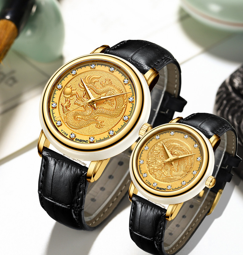 玉石手表男女和田玉翡翠玉石情侣对表女士品牌正品抖音直播腕表