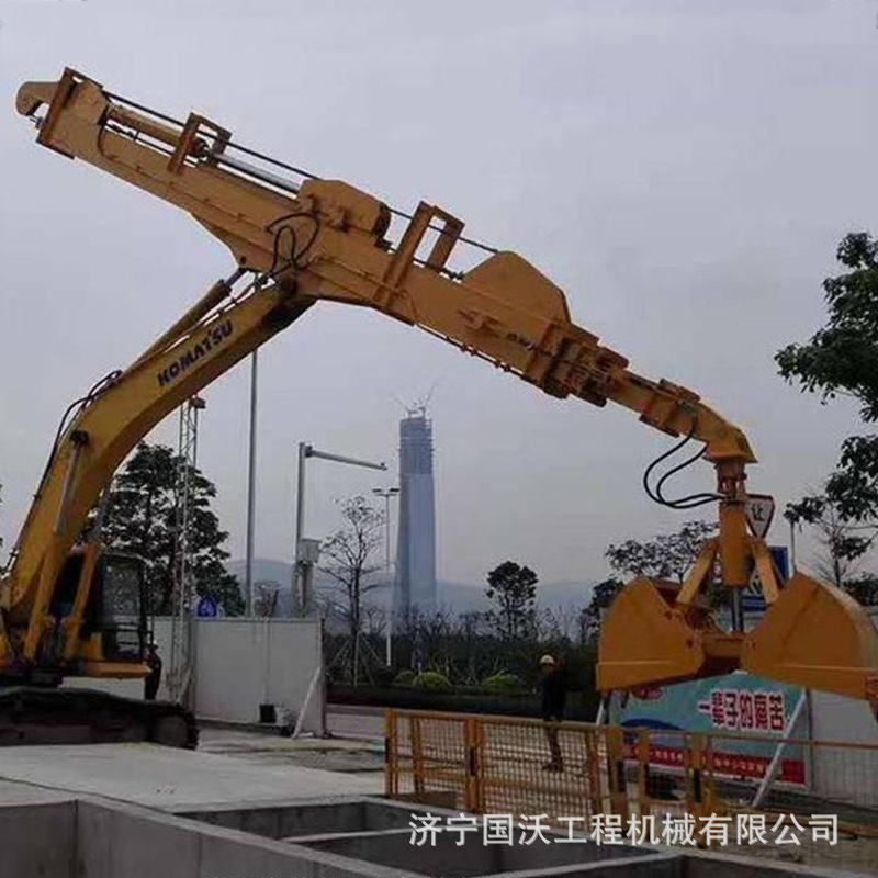 广西挖机加装套臂 树木林用挖掘机拉山伸缩臂厂家