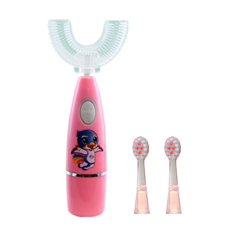 Children's U-Shaped Electric Toothbrush Colorful Light in the Mouth U-Shaped Toothbrush 2-12 Years Old Electric Toothbrush Silicone Soft Bristles Toothbrush