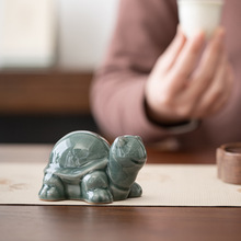 哥窑乌龟茶宠茶具装饰品小摆件创意精品可养个性茶台装饰