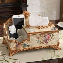 欧式复古纸巾盒家用客厅茶几遥控器收纳盒家居奢华摆件餐巾抽纸盒
