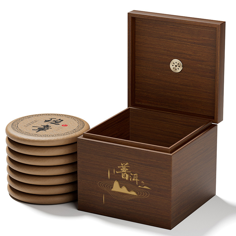 木质茶叶盒茶饼存放盒 普洱茶散茶包装盒茶叶礼品盒白茶茶饼木盒