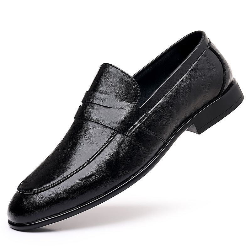 皮鞋男款春夏季懒人一脚蹬单层软皮软底正装男士商务休闲豆豆男鞋