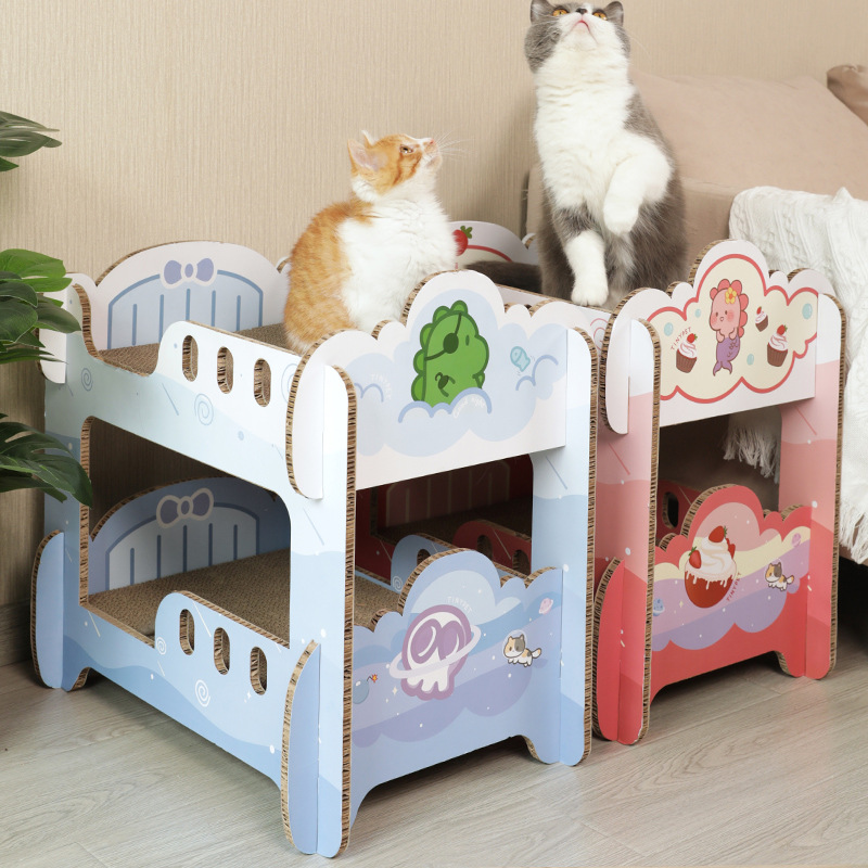 Tinypet Small Mustard Two-Child Plan Cat Scratch Board Nest Double-Layer Corrugated Paper Cat Toy Large Cat Scratch Board Cat Nest