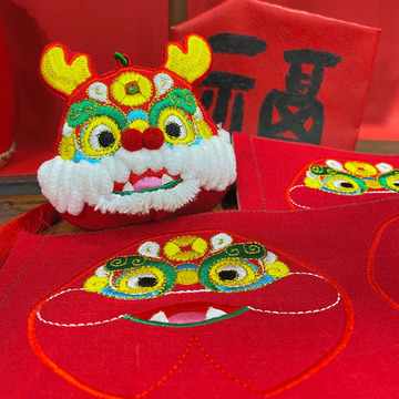 梵椿甲辰龙年香包布料绣花赤龙香包布片手工diy香囊龙年香包绣片