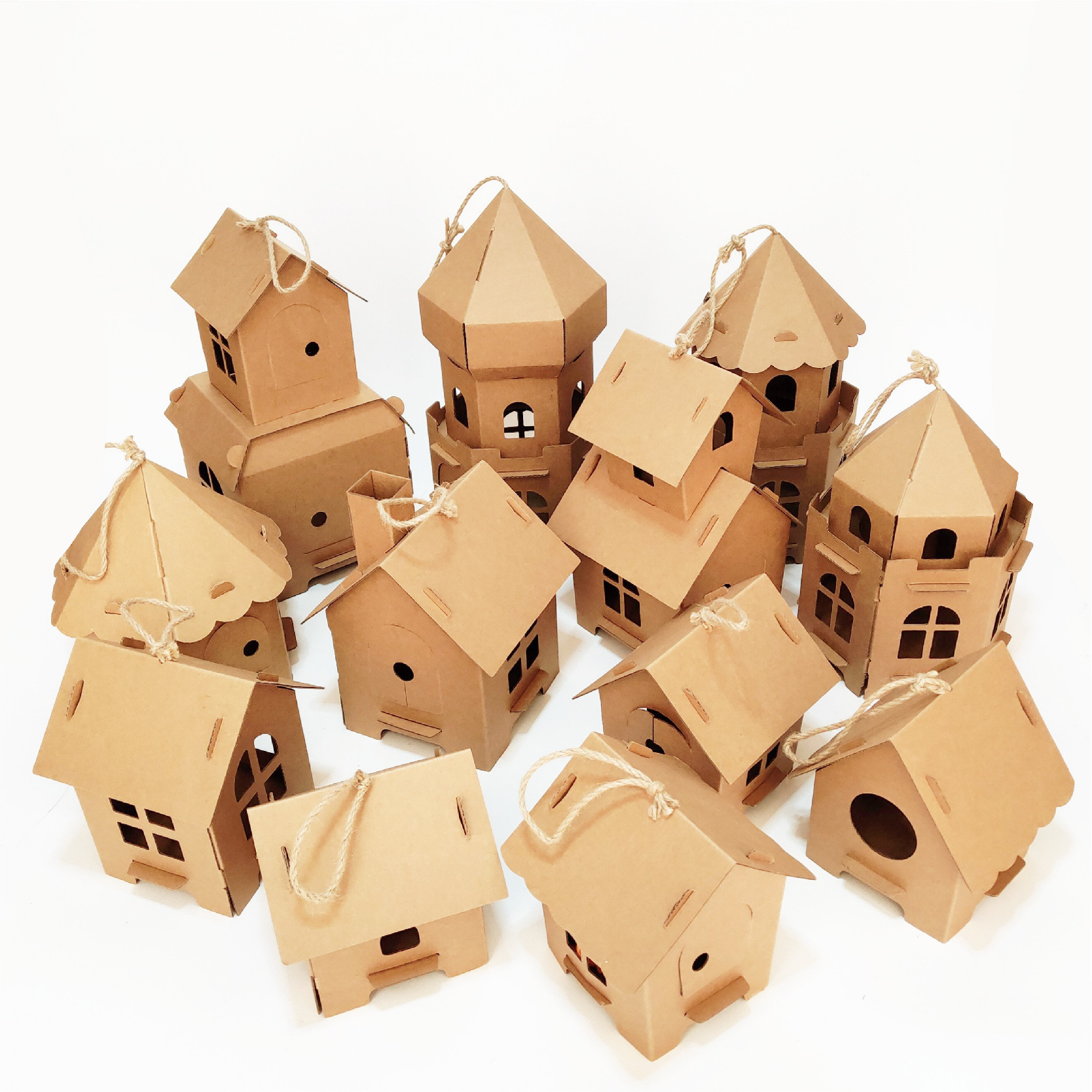 梦幻小镇环境布置幼儿园儿童diy手工房子吊饰挂件迷你纸板屋城堡