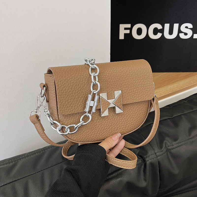欧美跨境包包女高级感链条包复古半圆马鞍包小众设计单肩斜挎包
