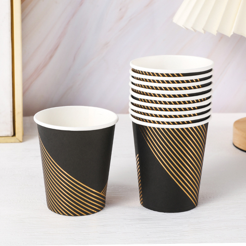 Factory Wholesale Amazon 9Oz European Style Bronzing Disposable Paper Cup Party Gathering Scene Decorations