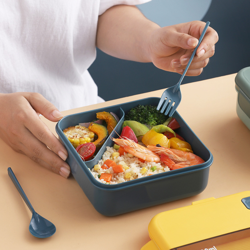 Nordic Style Lunch Box Microwave Oven Heating Cutlery Bento Box Office Worker Student Clothes Food Lunch Box Picnic Cross-Border Wholesale