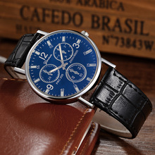 外贸礼品表三眼蓝光手表男款石英表经典时装男士手表源头工厂批发