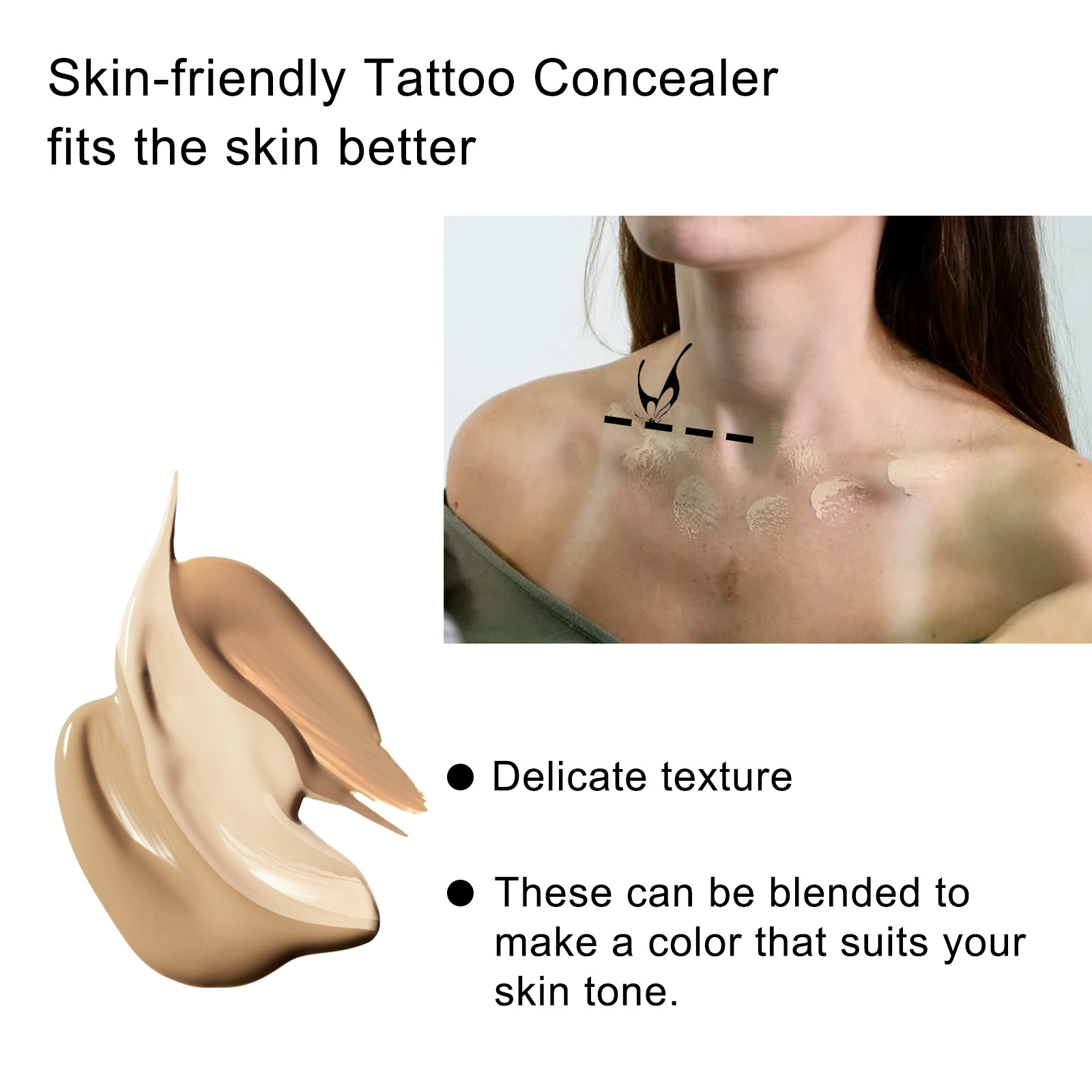 Eelhoe Tattoo Concealer Waterproof Brightening Cover Tattoo Scar Birthmark Scar Invisible Two-Color Concealer