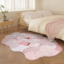 苔藓地毯卧室床边毯粉色女生房间高级加厚法式奶油客厅地垫不规则