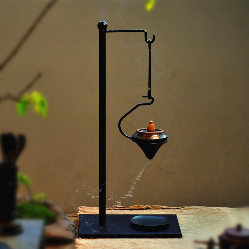 倒流香炉铁艺复古新中式烛台禅意茶室茶道书房文人茶桌玄关摆件
