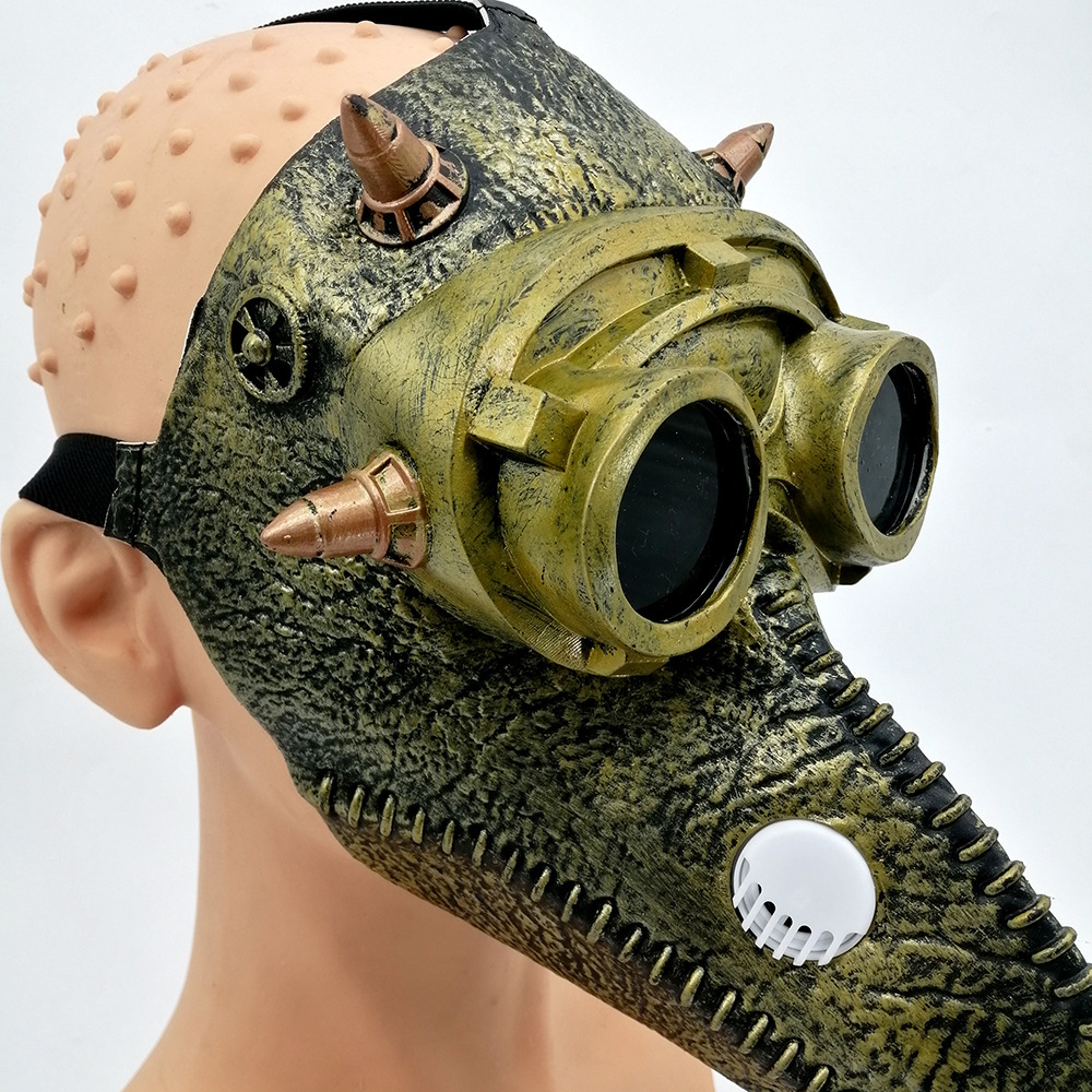 万圣节 舞会蒸汽朋克瘟疫鸟嘴头套医生乳胶面具 节日派对影视道具