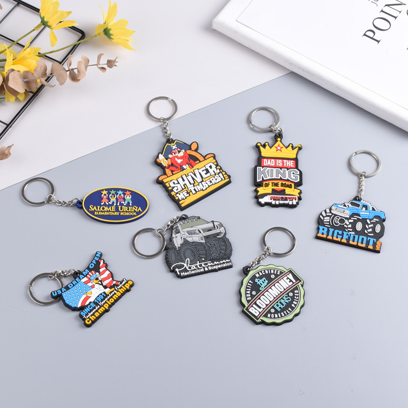 Pvc Keychain Silicone Flexible Rubber Key Chain Customized Cartoon Animation Image Pendant Brand Advertiser