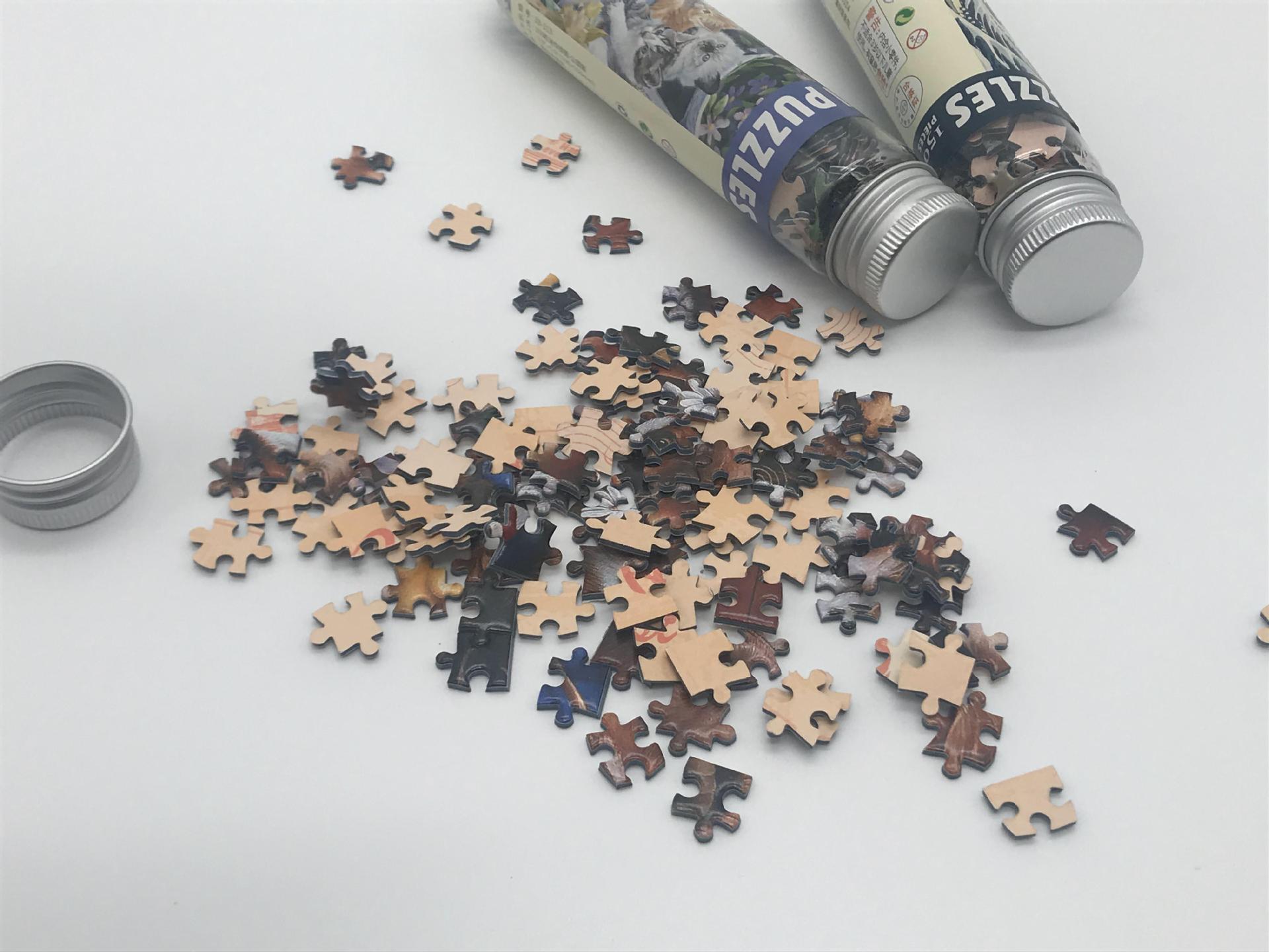 迷你试管拼图成人150片纸质便捷儿童益智玩具风景图创意生日礼物