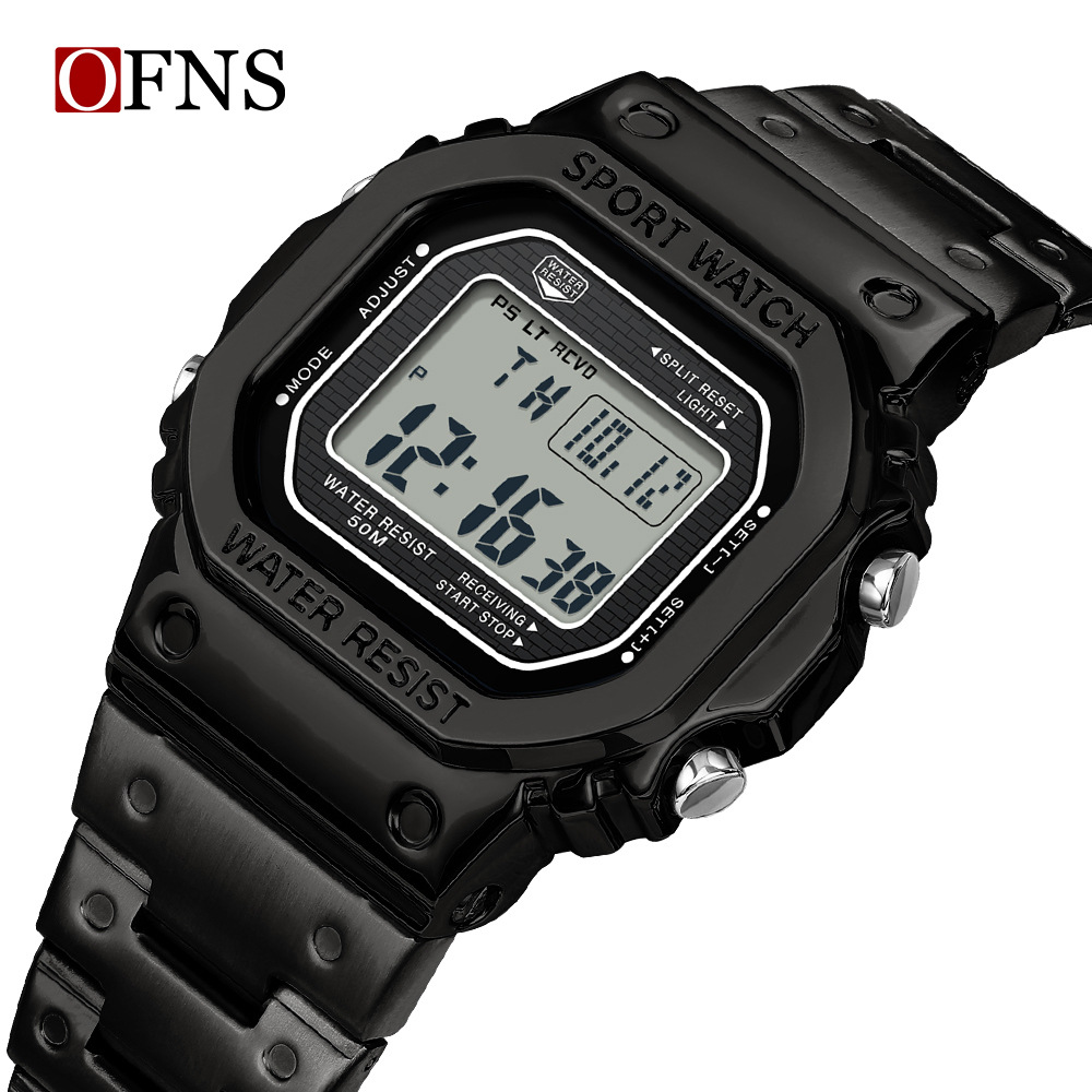 欧范尼时厂家直销热销爆款电子表抬手灯多功能防水时尚运动男手表