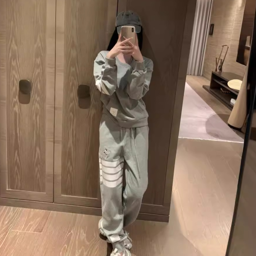 tb学院风小狗刺绣女卫衣上衣 休闲长裤运动休闲套装 2024早春新款