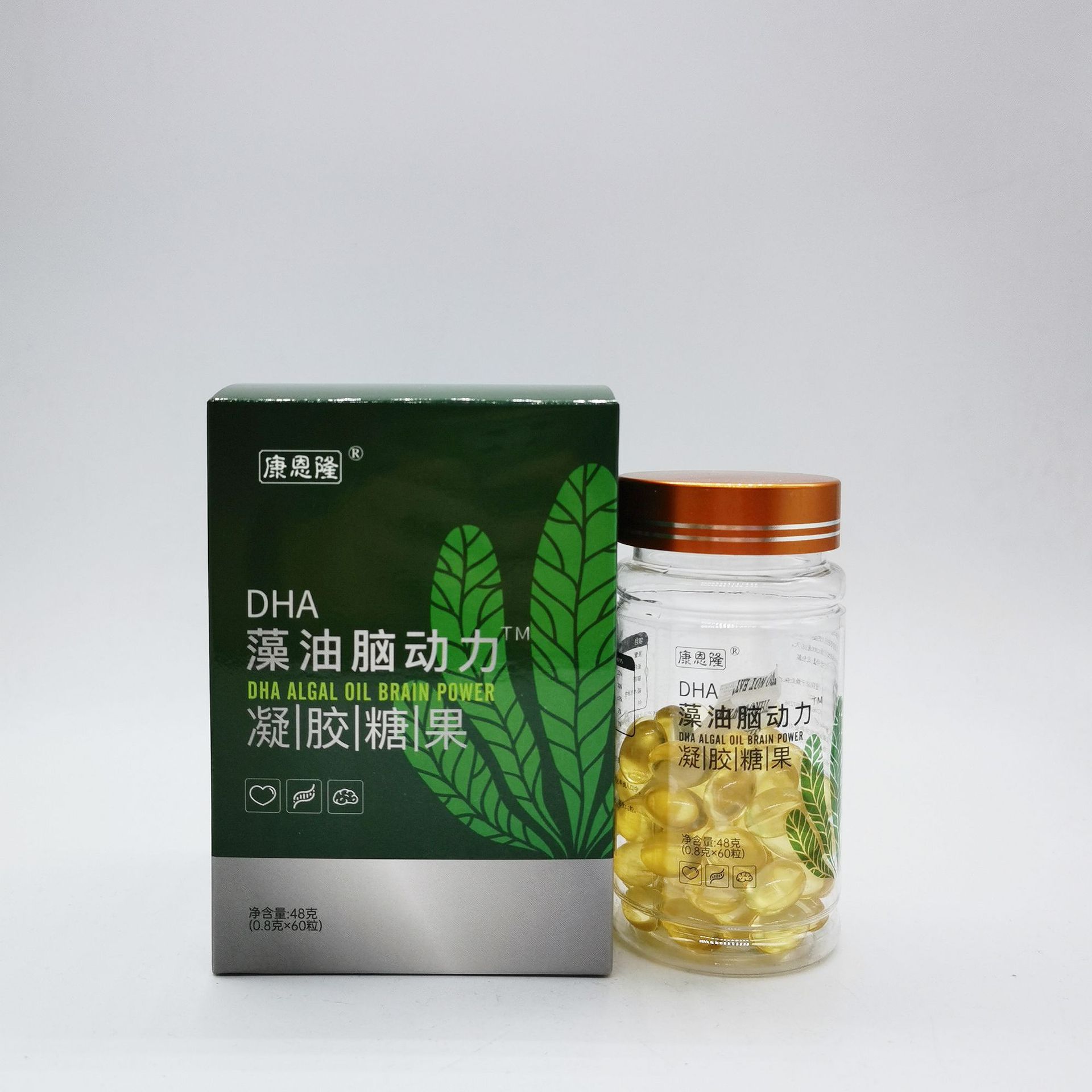 康恩隆dha藻油鱼油软胶囊凝胶糖果脑动力脑黄金一件代发加工
