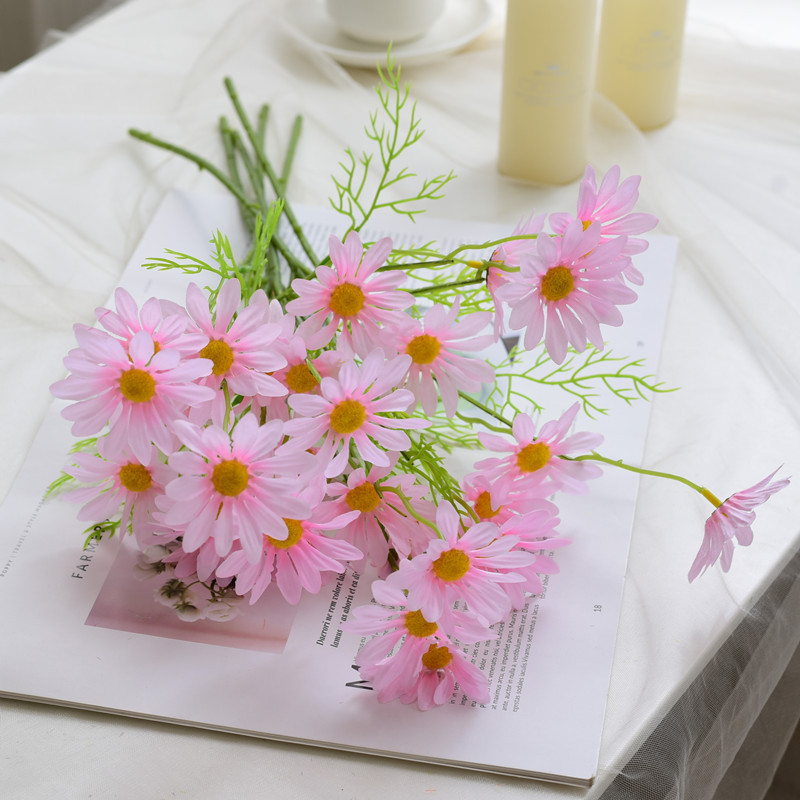 5 Head Little Daisy Simulation Chamomile New York Aster Plastic Fake Flower Silk Flower Domestic Ornaments Flower Factory Wholesale