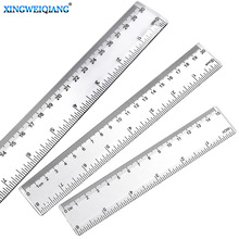学生学习文具双刻度15/20/30cm透明塑料直尺教师绘画教学测量工具
